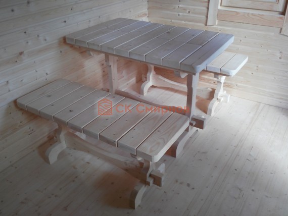 Стол и две скамейки